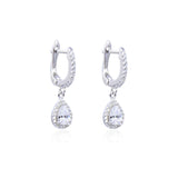 Boucles d'oreilles créoles avec son motif de poire pendante, rhodiées ou rosées, serties de zirconiums, en Argent - 925/000. Les créoles, véritables accessoires de mode intemporels, ajoutent une touche d'élégance à n'importe quelle tenue. CARACTERISTIQUES : Poids (gr) : 2.90 Matière : Argent - 925/000 19088