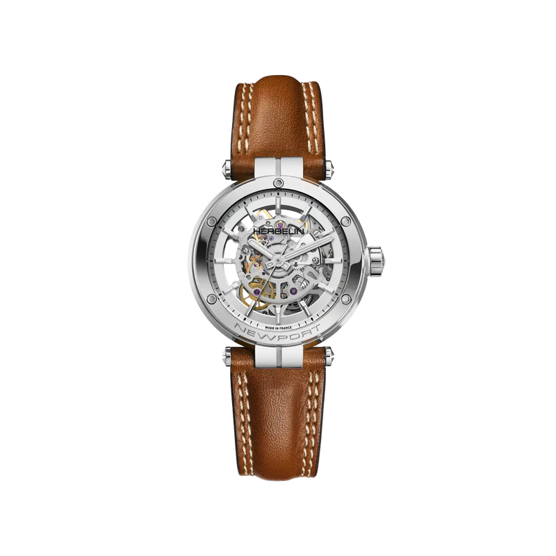 HERBELIN Women's Watch, Newport Skeleton Steel leather – ORLOV ny