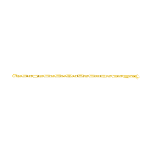 Bracelet création unique d’un Grain de Café revisité, en Or Jaune 18 Carats - 750/000.  Qu'il soit classique ou fantaisiste, le bracelet saura sans conteste faire plaisir.   CARACTERISTIQUES :  Longueur (cm) : 21 Largeur (mm) : 4.7 Poids (gr) : 8.53 Matière : Or 18 Carats - 750/000 17453  