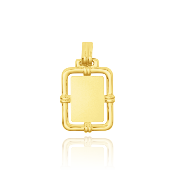 Pendentif en forme de plaque rectangulaire orné d'un cadre en Or Jaune 18 Carats - 750/000  Gravure possible    CARACTERISTIQUES :  Dimensions H x l (mm) : 22.3 x 19.1 Poids (gr) : 2.50 Matière : Or 18 Carats - 750/000 18679 