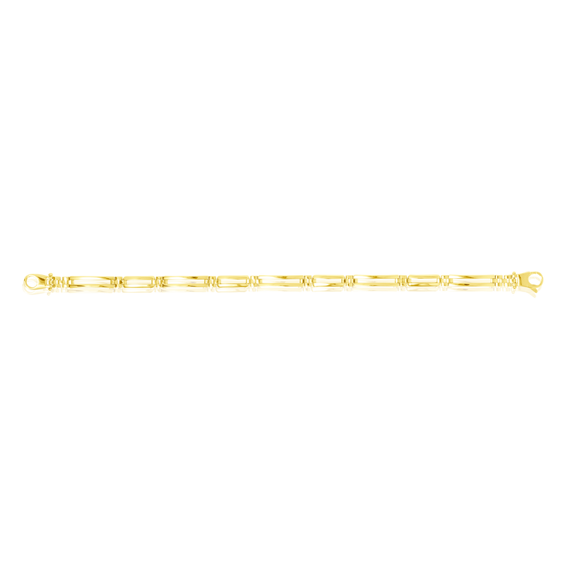 Bracelet maille rectangle alterné en Or Jaune 18 Carats - 750/000.  Qu'il soit classique ou fantaisiste, le bracelet saura sans conteste faire plaisir.    CARACTERISTIQUES :  Longueur (cm) : 20.5 Largeur (mm) : 4.8 Poids (gr) : 8.11 Matière : Or 18 Carats - 750/000 18834 