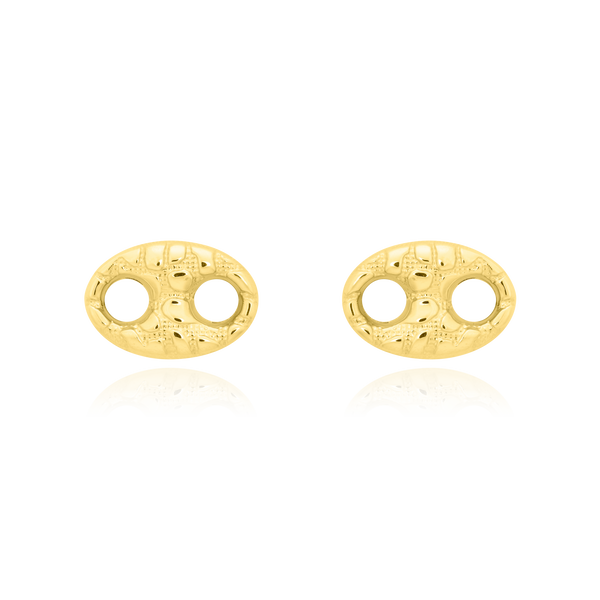 Boucles d'oreilles clous Grain de Café martelé, en Or Jaune 18 Carats - 750/000.  Offrir une boucle d'oreille c'est être sûr que le cadeau plaira.   CARACTERISTIQUES  Poids en 16mm (gr) : 2.43     Poids en 19mm (gr) : 2.91 Matière : Or 18 Carats - 750/000 19638-19637