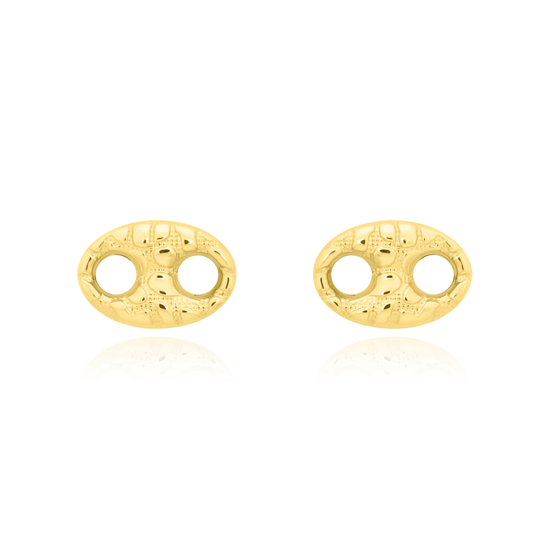 Boucles d'oreilles clous Grain de Café martelé, en Or Jaune 18 Carats - 750/000.  Offrir une boucle d'oreille c'est être sûr que le cadeau plaira.   CARACTERISTIQUES  Poids en 16mm (gr) : 2.43     Poids en 19mm (gr) : 2.91 Matière : Or 18 Carats - 750/000 19638-19637