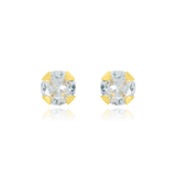 Boucles d'oreilles clous, serties d’un zirconium, en Or Jaune 18 Carats - 750/000.  Offrir une boucle d'oreille c'est être sûr que le cadeau plaira.   CARACTERISTIQUES :  Poids en 2.5mm (gr) : 0.32      Poids en 5mm (gr) : 0.37         Matière : Or 18 Carats - 750/000 18781-19657