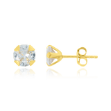 Boucles d'oreilles clous, serties d’un zirconium, en Or Jaune 18 Carats - 750/000.  Offrir une boucle d'oreille c'est être sûr que le cadeau plaira.   CARACTERISTIQUES :  Poids en 2.5mm (gr) : 0.32      Poids en 5mm (gr) : 0.37         Matière : Or 18 Carats - 750/000 18781-19657
