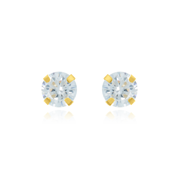 Boucles d'oreilles clous, serties d'un zirconium, en Or Jaune 18 Carats - 750/000   Offrir une boucle d'oreille c'est être sûr que le cadeau plaira.   CARACTERISTIQUES :  Poids en 2.5mm (gr) : 0.28      Poids en 5mm (gr) : 0.64         Poids en 6mm (gr) : 0.93         Matière : Or 18 Carats - 750/000. 19656 - 19741- 19768