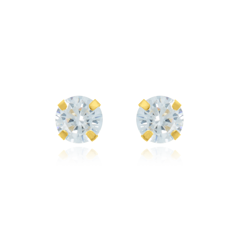Boucles d'oreilles clous, serties d'un zirconium, en Or Jaune 18 Carats - 750/000   Offrir une boucle d'oreille c'est être sûr que le cadeau plaira.   CARACTERISTIQUES :  Poids en 2.5mm (gr) : 0.28      Poids en 5mm (gr) : 0.64         Poids en 6mm (gr) : 0.93         Matière : Or 18 Carats - 750/000. 19656 - 19741- 19768