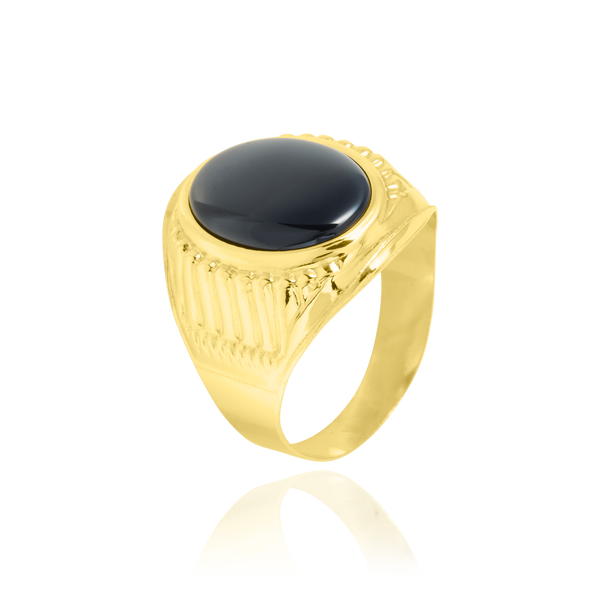 Chevalière ovale, sertie d'un onyx en cabochon, en Or Jaune 18 Carats - 750/000  La chevalière est le bijou indémodable qui a su traverser les époques pouvant se transmettre de père en fils.   CARACTERISITIQUES:   Largeur (mm) : 22.2 Poids (gr) : 6.6         Matière : Or 18 Carats - 750/000 19791 
