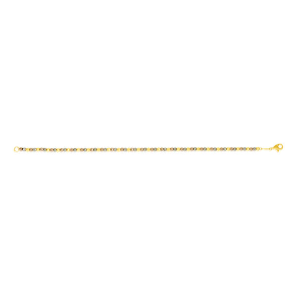 Bracelet maille Grain d’Or ciselé en Or Jaune, Or Blanc et Or Rose 18 Carats - 750/000.  Qu'il soit classique ou fantaisiste, le bracelet saura sans conteste faire plaisir.    CARACTERISTIQUES :  Longueur (cm) : 19 Largeur (mm) : 4.65 Poids (gr) : 4.66 Matière : Or 18 Carats - 750/000 19963