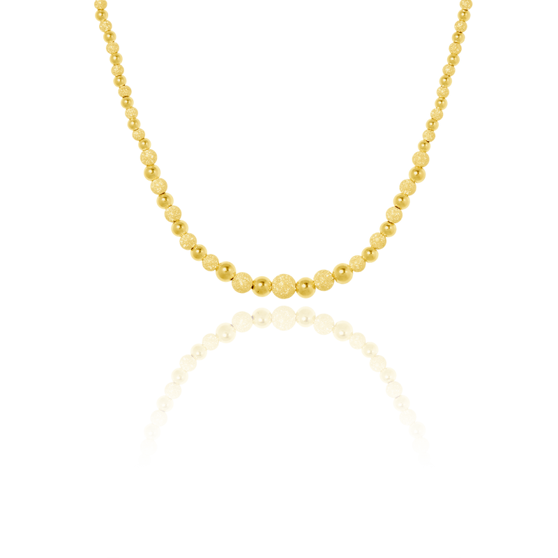 Collier Grain d'Or dégradé lisse et diamanté, Or Jaune 18 Carats