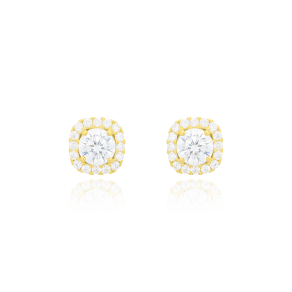 Boucles d'oreilles clous coussins pavés zirconiums, serties d’un zirconium en son centre et pavées de zirconiums tout autour, en Or Jaune 18 Carats - 750/000   Offrir une boucle d'oreille c'est être sure que le cadeau plaira.   CARACTERISTIQUES :    Poids (gr) : 1.8 Diamètre (mm) : 6.6  Matière : Or 18 Carats - 750/000. 20046
