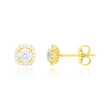 Boucles d'oreilles clous coussins pavés zirconiums, serties d’un zirconium en son centre et pavées de zirconiums tout autour, en Or Jaune 18 Carats - 750/000   Offrir une boucle d'oreille c'est être sure que le cadeau plaira.   CARACTERISTIQUES :    Poids (gr) : 1.8 Diamètre (mm) : 6.6  Matière : Or 18 Carats - 750/000. 20046