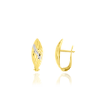 Boucles d'oreilles dormeuses diamantées, en forme de feuille, en Or Jaune et Or Blanc, 18 Carats - 750/000.   Simples à arborer, les dormeuses sauront vous sublimer de jour comme de nuit.  CARACTERISTIQUES :  Hauteur x largeur (mm) : 19.68 x 7.56 Poids (gr) : 2.21    Matière : Or 18 Carats - 750/000. 20052