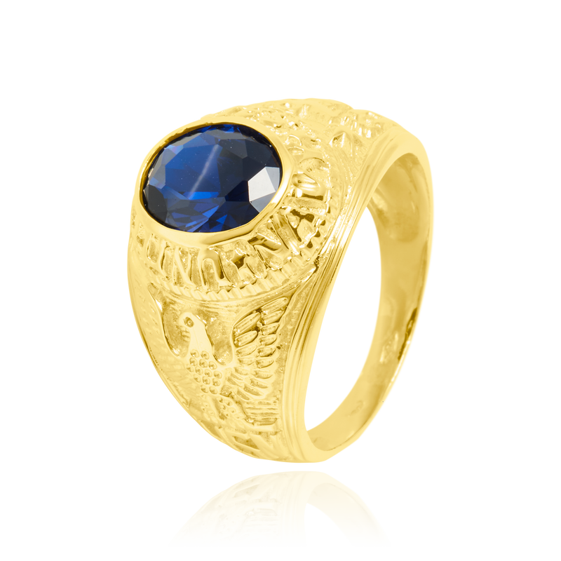 Oval signet ring blue zirconium 18K Yellow Gold ORLOV ny