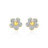 Boucles d'oreilles clous, en forme de fleurs pavées de zirconiums, en Or Jaune 18 Carats - 750/000.  Offrir une boucle d'oreille c'est être sûr que le cadeau plaira.   CARACTERISTIQUES :  Diamètre (mm) : 8.00 Poids en 6mm (gr) : 1.63 Matière : Or 18 Carats - 750/000 20251