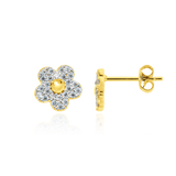 Boucles d'oreilles clous, en forme de fleurs pavées de zirconiums, en Or Jaune 18 Carats - 750/000.  Offrir une boucle d'oreille c'est être sûr que le cadeau plaira.   CARACTERISTIQUES :  Diamètre (mm) : 8.00 Poids en 6mm (gr) : 1.63 Matière : Or 18 Carats - 750/000 20251