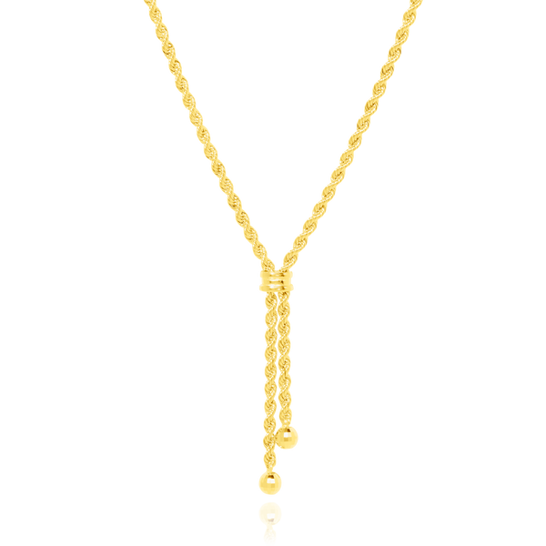 Collier cravate maille Corde et ses pampilles montées de grains d’or facettés, en Or Jaune 18 Carats - 750/000.  Symbole d'amitié ou de séduction, chaînes et colliers n'ont qu'un but: sublimer votre cou.    CARACTERISTIQUES :  Longueur (cm) : 45.00 Diamètre corde: 4.00 Hauteur pampilles (cm) : 4.50 Poids (gr) : 5.88 Matière : Or 18 Carats - 750/000 20275 