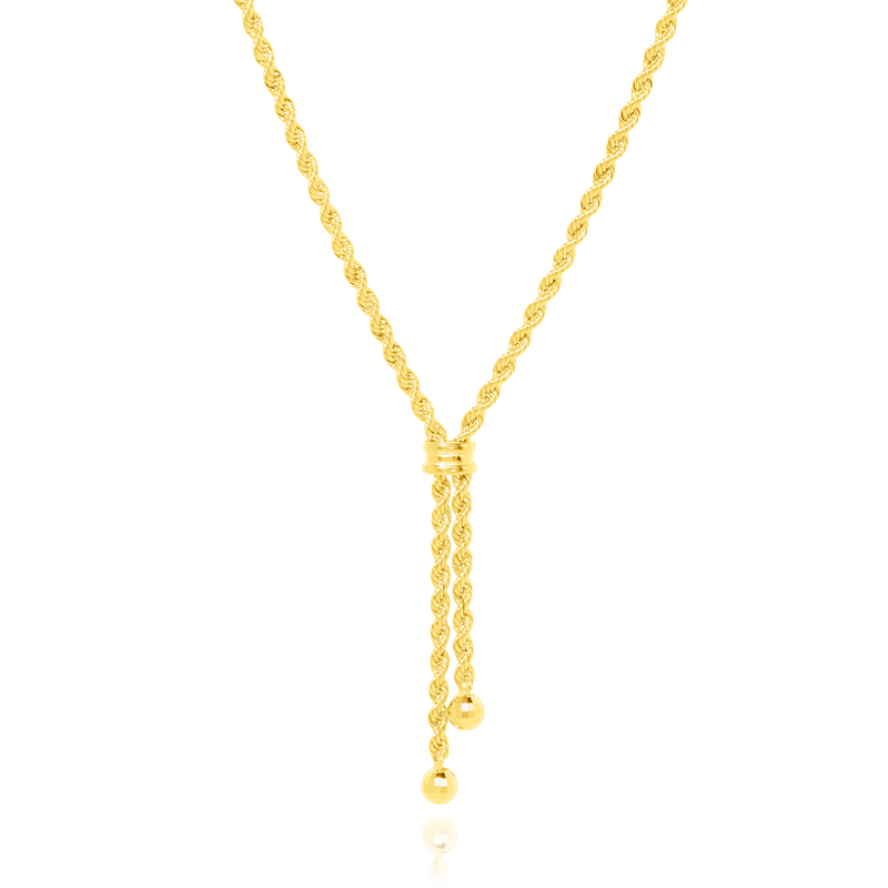 Collier cravate maille Corde et ses pampilles montées de grains d’or facettés, en Or Jaune 18 Carats - 750/000.  Symbole d'amitié ou de séduction, chaînes et colliers n'ont qu'un but: sublimer votre cou.    CARACTERISTIQUES :  Longueur (cm) : 45.00 Diamètre corde: 4.00 Hauteur pampilles (cm) : 4.50 Poids (gr) : 5.88 Matière : Or 18 Carats - 750/000 20275 
