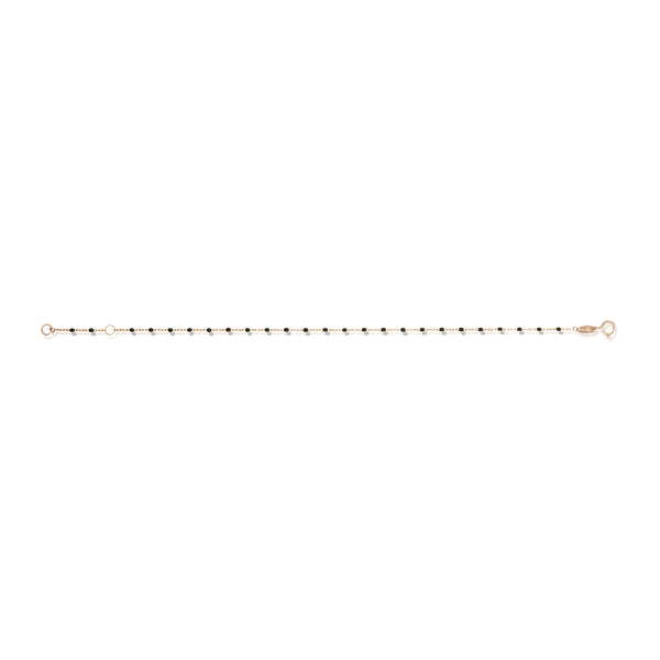 Bracelet en maille forçat massive et perles de résine de différentes couleurs, en Or Rose 18 Carats - 750/000.  Qu'il soit classique ou fantaisiste, le bracelet saura sans conteste faire plaisir.    CARACTERISTIQUES :  Longueur (cm) : 18 Poids (gr) : 0.80 Matière : Or 18 Carats - 750/000 20404-20403