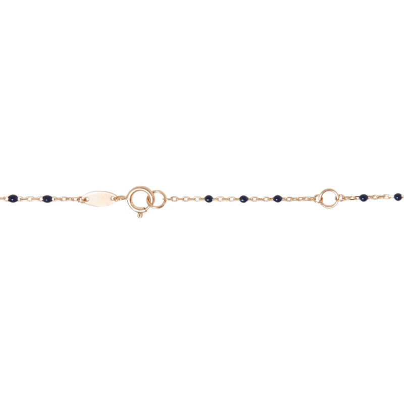 Collier maille Forçat et perles de résine bleues marines, en Or Rose 18 Carats - 750/000.  Symbole d'amitié ou de séduction, chaînes et colliers n'ont qu'un but: sublimer votre cou.  CARACTERISTIQUES :  Longueur (cm) : 45.00 Poids (gr) : 1.77 Matière : Or 18 Carats - 750/000 20416