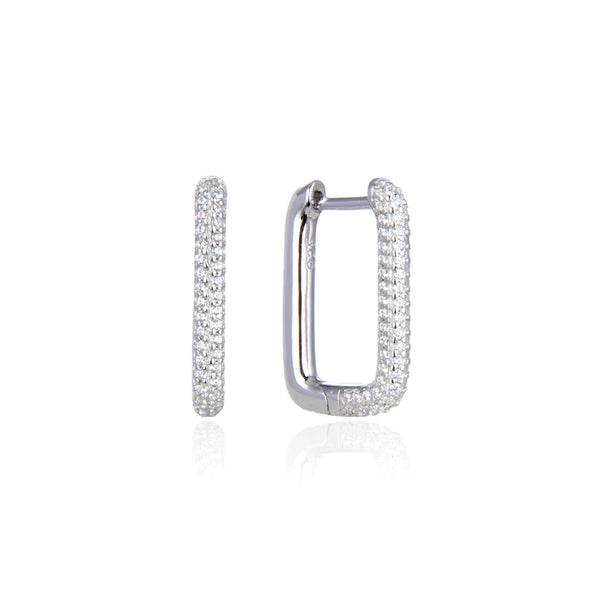 Boucles d'oreilles créoles rectangles, rhodiées, rosées, ou dorées, serties de zirconiums, en Argent - 925/000.  Les créoles, véritables accessoires de mode intemporels, ajoutent une touche d'élégance à n'importe quelle tenue.    CARACTERISTIQUES :  Poids (gr) : 3.59 Matière : Argent - 925/000  19043 - 19039 