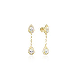 Boucles d'oreilles pendantes poires serties de zirconiums, rhodiées, rosées ou dorées, en Argent - 925/000.    CARACTERISTIQUES :  Poids (gr) : 3.80  Matière : Argent - 925/000 