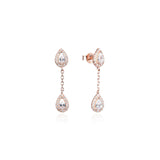 Boucles d'oreilles pendantes poires serties de zirconiums, rhodiées, rosées ou dorées, en Argent - 925/000.    CARACTERISTIQUES :  Poids (gr) : 3.80  Matière : Argent - 925/000 