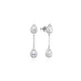 Boucles d'oreilles pendantes poires serties de zirconiums, rhodiées, rosées ou dorées, en Argent - 925/000.    CARACTERISTIQUES :  Poids (gr) : 3.80  Matière : Argent - 925/000 