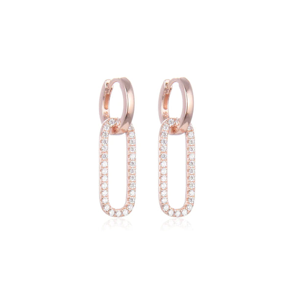 Boucles d'oreilles créoles maillons, serties de zirconiums, en Argent - 925/1000 rhodié, rosé ou doré.    CARACTERISTIQUES :  Poids (gr) : 4.0 Matière : Argent - 925/000 