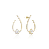 Boucles d'oreilles clous grand format ornées de poires serties de zirconiums, en Argent - 925/000 rhodié, rosé ou doré.  Les créoles, véritables accessoires de mode intemporels, ajoutent une touche d'élégance à n'importe quelle tenue.   CARACTERISTIQUES :  Poids (gr) : 4.65 Matière : Argent - 925/000  19911
