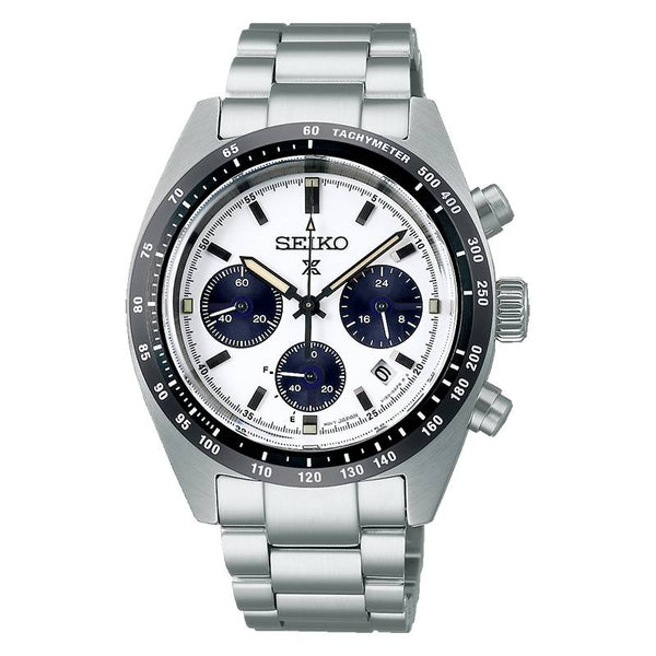 Réf  : SSC813P1  Le nouveau modèle SSC813P1 intègre la collection Prospex Speedtimer. Un chronographe solaire animé par le calibre V192. La finition sablée du cadran de couleur blanche, garantit un haut niveau de lisibilité, caractéristique essentielle des montres Prospex.  CARACTERISTIQUES  Calibre : V192 Boîtier : Matière Acier inoxydable Lunette : Matière revêtement titane carboné Verre : Matière Saphir Étanchéité : 10 ATM Garantie : 2 ans constructeur ( internationale)