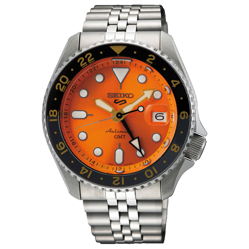 Réf : SSK005K1  La collection Seiko 5 Sports accueille les nouvelles montres GMT SKX. Equipé d’une lunette tournante bicolore graduée sur 24 heures et permet la lecture d’un fuseau horaire additionnel en distinguant le jour et la nuit.  CARACTERISTIQUES : ﻿  Calibre : 4R34 Mouvement : Automatique Index/Aiguilles :  Spécificité Lumibrite Boîtier/Lunette :  Matière Acier inoxydable Étanchéité : 10 ATM Garantie : 2 ans constructeur (internationale)