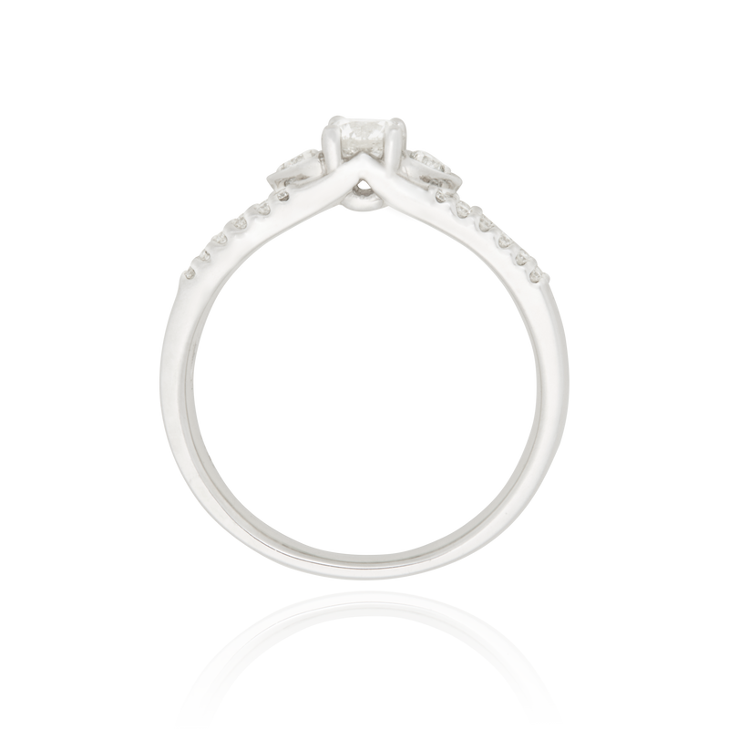 Solitaire, serti de diamants ronds, en Or Blanc 18 Carats- 750/000