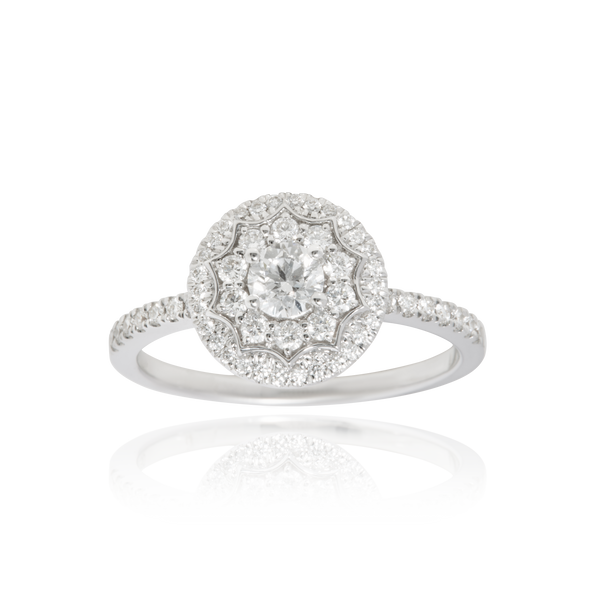Solitaire serti de diamants, en Or Blanc 18 Carats- 750/000   CARACTERISTIQUES :   Largeur du motif (mm) : 1.70 Largeur motif (mm) : 11.2 Poids (gr) : 4.29 Nombre de diamants : 57     Carats : 0.71 Matière : Or 18 Carats - 750/000 18329 