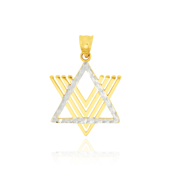 Pendentif en forme d'étoile de David en Or Jaune et Or Blanc 18 Carats - 750/000.   CARACTERISTIQUES :  Hauteur (mm) : 15.3 Poids (gr) : 1.64 Matière : Or 18 Carats - 750/000 18744