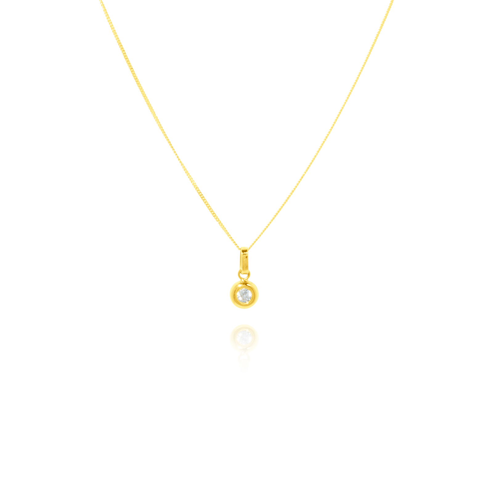 Collier motif rond serti d'un zirconium, Or Jaune 18 Carats – ORLOV ny