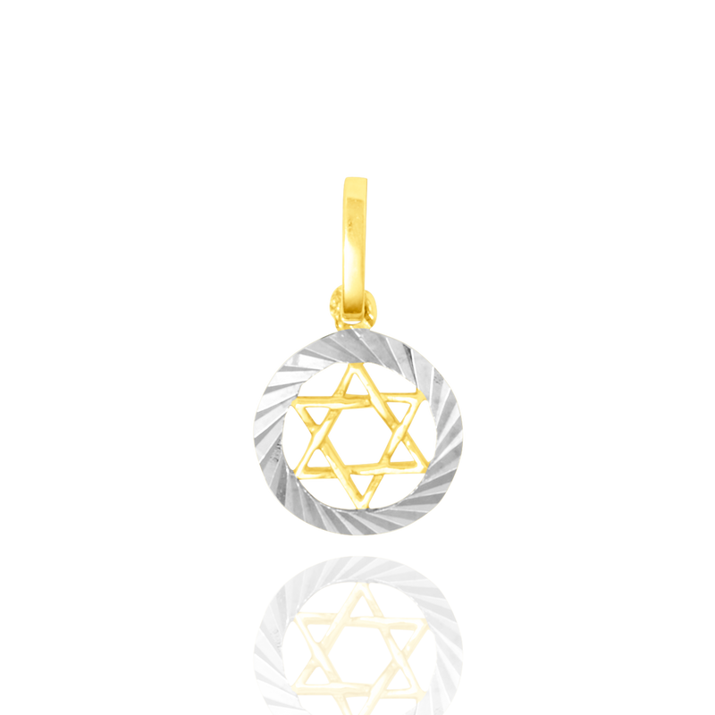 Pendentif en forme d'étoile de David en Or Jaune et Or Blanc 18 Carats - 750/000.   CARACTERISTIQUES :  Hauteur (mm) : 15.3 Poids (gr) : 1.64 Matière : Or 18 Carats - 750/000 18744 