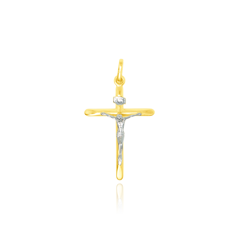 Pendentif en forme de Croix en Or Jaune et son Christ en Or Blanc 18 Carats - 750/000.   CARACTERISTIQUES :  Dimensions H x l (mm) : 30.8 x 23.3 Poids (gr) : 1.74 Matière : Or 18 Carats - 750/000 18896 