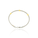 Jonc pour enfant en Acier, serti de 3 inserts en Or Jaune massif 18 Carats - 750/000.  Qu'il soit classique ou fantaisiste, le bracelet saura sans conteste faire plaisir.  CARACTERISTIQUES :  Diamètre jonc (cm) : 4.70  Poids (gr) : 6.12  Matière : Or 18 Carats - 750/000  19011