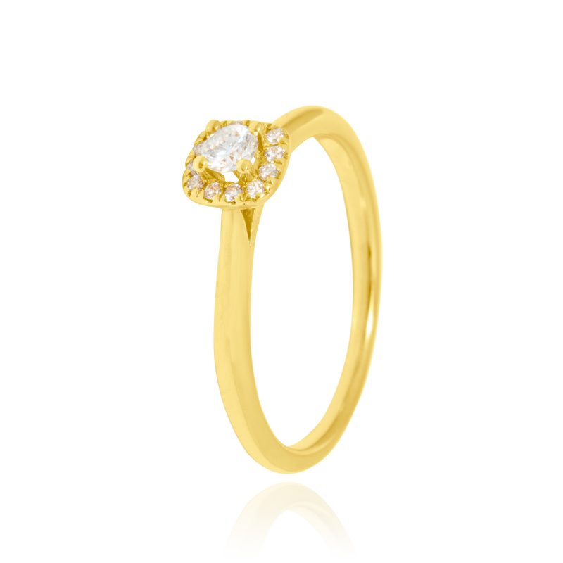 Solitaire serti de diamants, en Or Jaune 18 Carats- 750/000   CARACTERISTIQUES :   Largeur du corps (mm) : 1.7 Largeur motif (mm) : 6.1 Poids (gr) : 3.04 Nombre de diamants : 13        Carats : 0.23 Matière : Or 18 Carats - 750/000 19207