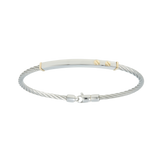 Jonc 1 câble Acier, serti de 2 vis et de 2 inserts en Or Jaune massif 18 Carats - 750/000.  Qu'il soit classique ou fantaisiste, le bracelet saura sans conteste faire plaisir.   CARACTERISTIQUES :  Epaisseur câble (mm) : 3.00 Diamètre jonc (cm) : 6.50 Couleur câble : Acier  Poids d'or (gr) : 0.45 Matière : Acier et Or 18 Carats - 750/000 19520