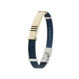 Jonc 3 câbles Acier PVD Bleu, motif central en Or Jaune et Or Blanc massif  18 Carats - 750/000.  Qu'il soit classique ou fantaisiste, le bracelet saura sans conteste faire plaisir.  Possibilité de gravure personnalisée.   CARACTERISTIQUES :  Epaisseur câble (mm) : 2.00 Diamètre jonc (cm) : 6.50 Couleur câble : PVD Bleu Poids d'or (gr) : 4.40 Matière : Acier et Or 18 Carats - 750/000 19546