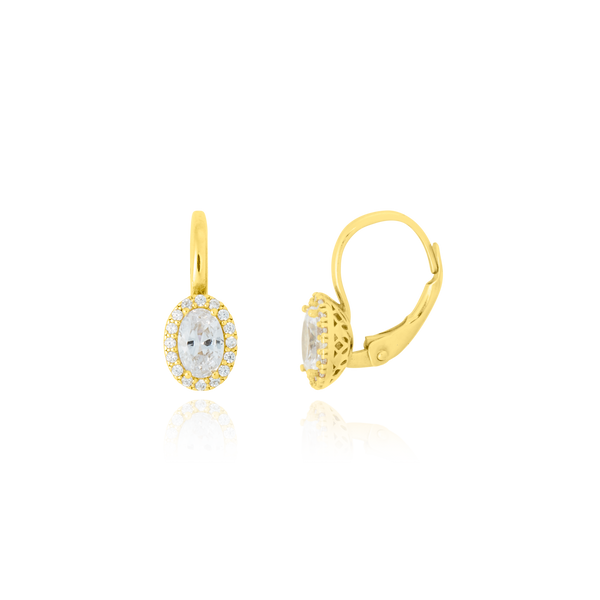 Boucles d'oreilles dormeuses serties de zirconiums ovales et ronds en Or Jaune, 18 Carats - 750/000.   Simples à arborer, les dormeuses sauront vous sublimer de jour comme de nuit.  CARACTERISTIQUES :  Longueur (mm) : 15.5 Poids (gr) : 2.70      Matière : Or 18 Carats - 750/000 19635