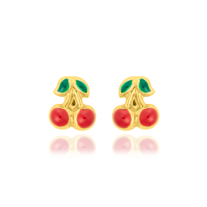 Boucles d'oreilles en forme de cerises à vis en Or Jaune 18 Carats - 750/000.  Offrir une boucle d'oreille c'est être sûr que le cadeau plaira.   CARACTERISTIQUES  Largeur (mm) : 5.09 Poids (gr) : 0.47     Matière : Or 18 Carats - 750/000 19742