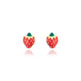 Boucles d'oreilles clous à vis, motif fraises émail rouge et vert, en Or Jaune 18 Carats - 750/000.  Offrir une boucle d'oreille c'est être sûr que le cadeau plaira.   CARACTERISTIQUES  Largeur (mm) : 4.76 Poids (gr) : 0.49     Matière : Or 18 Carats - 750/000 19743