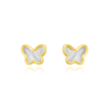 Boucles d'oreilles clous à vis, en forme de papillon serti de nacre véritable, en Or Jaune 18 Carats - 750/000.  Offrir une boucle d'oreille c'est être sûr que le cadeau plaira.   CARACTERISTIQUES  Largeur (mm) : 5.50 Poids (gr) : 0.36    Matière : Or 18 Carats - 750/000 19750.