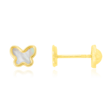 Boucles d'oreilles clous à vis, en forme de papillon serti de nacre véritable, en Or Jaune 18 Carats - 750/000.  Offrir une boucle d'oreille c'est être sûr que le cadeau plaira.   CARACTERISTIQUES  Largeur (mm) : 5.50 Poids (gr) : 0.36    Matière : Or 18 Carats - 750/000 19750
