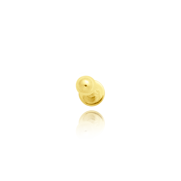 Piercing labret boule vissée, en Or Jaune 18 Carats - 750/000.   CARACTERISTIQUES :   Diamètre axe (mm) : 1.10 Diamètre boule (mm) : 3.00 Poids (gr) : 0.22 Matière : Or 18 carats - 750/000 19784