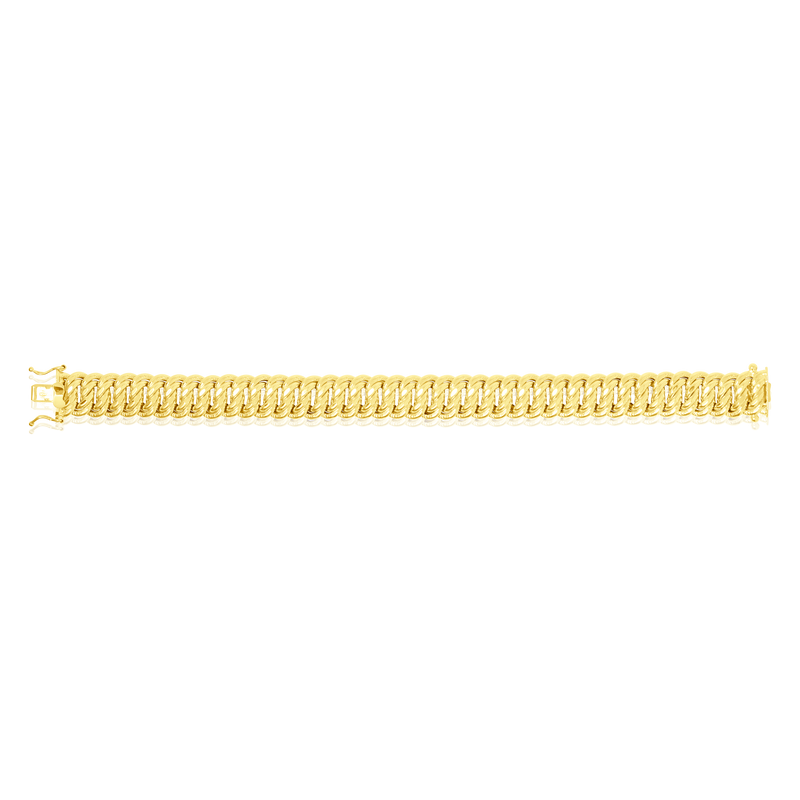 Bracelet maille Américaine en Or Jaune 18 Carats - 750/000.  Qu'il soit classique ou fantaisiste, le bracelet saura sans conteste faire plaisir.    CARACTERISTIQUES :  Longueur en 8mm (cm) : 19.00 Longueur en 12mm (cm) : 20.5 Poids en 8mm (gr) : 9.22 Poids en 12mm (gr) : 14.69 Matière : Or 18 Carats - 750/000 19610-19968