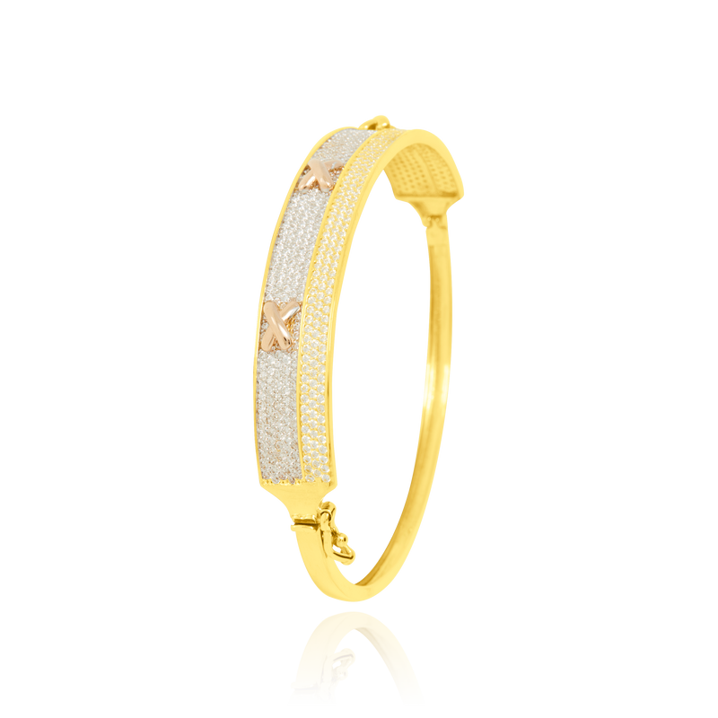Zirconium cross bangle, Golds 18 Carats – ORLOV ny